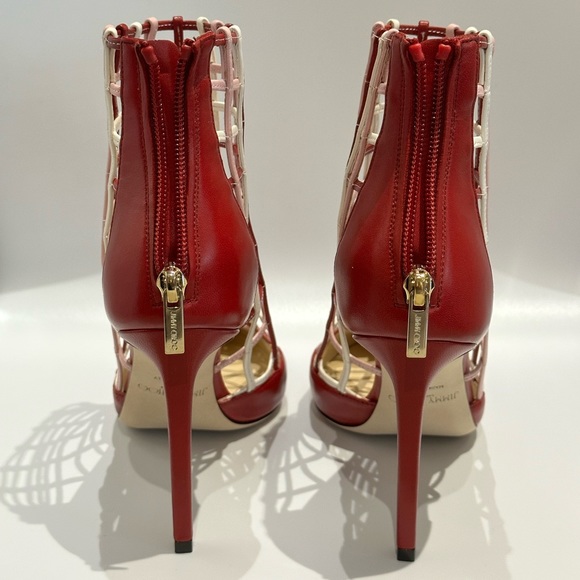 New Authentic Jimmy Choo Red Cage Bootie - Picture 4 of 5